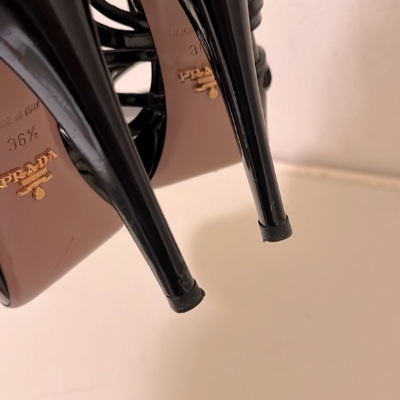 Prada Black Patent Leather Caged Platform Heels - Picture 9 of 16
